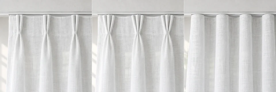 Two Pinch Pleat in White Sheer linen